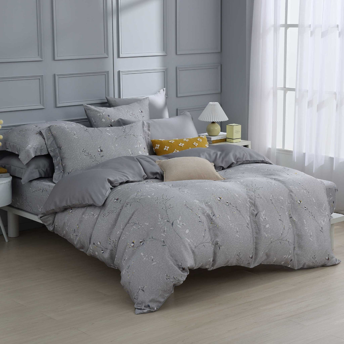 60支天絲/床包枕套被套/單人雙人加大特大/花枝雀躍/0602