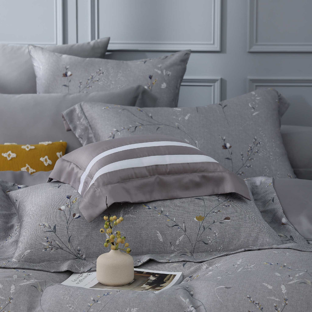 60支天絲/雙人5尺/床包枕套被套/花枝雀躍/0602