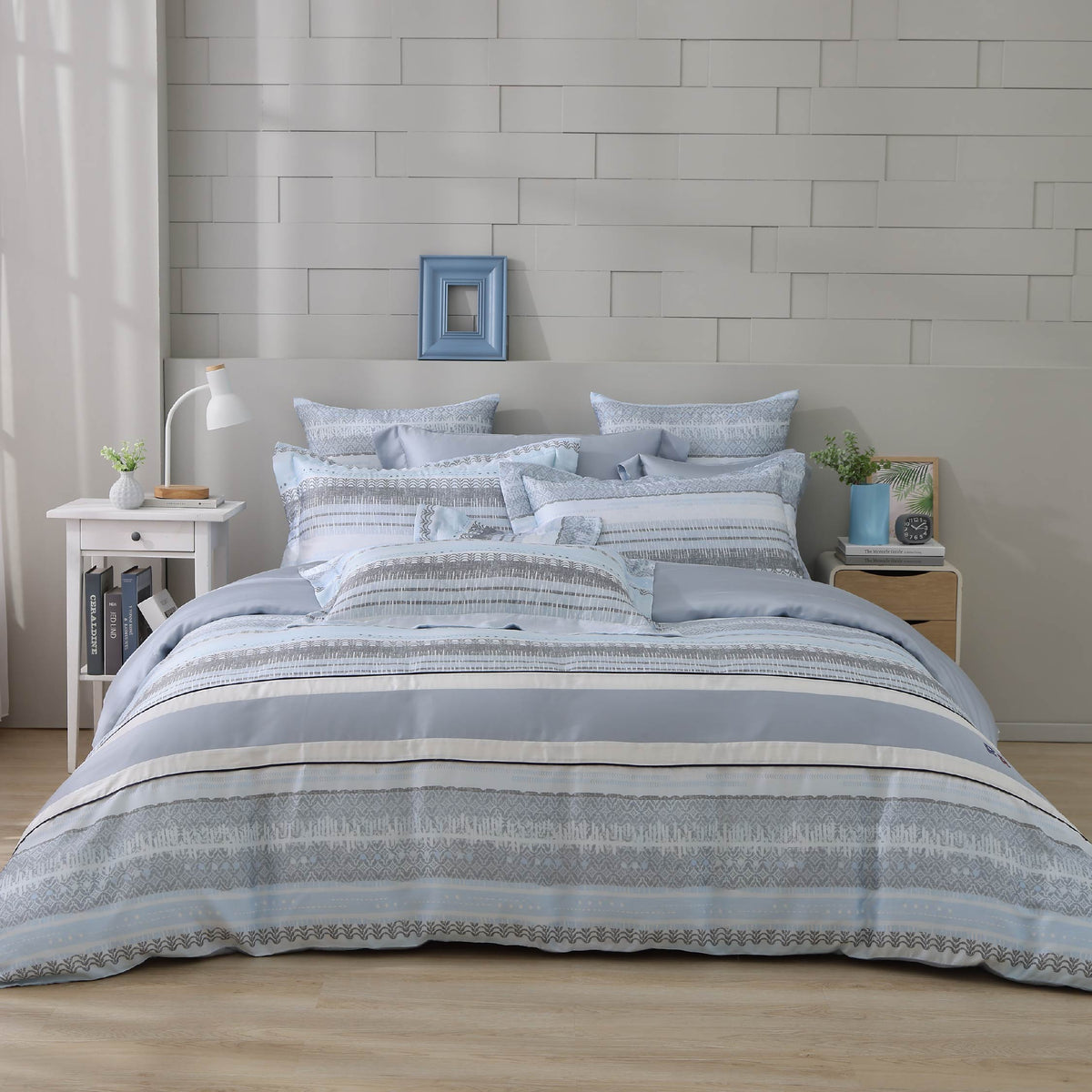 60支天絲/床包枕套被套/單人雙人加大特大/冰藍之序/0610