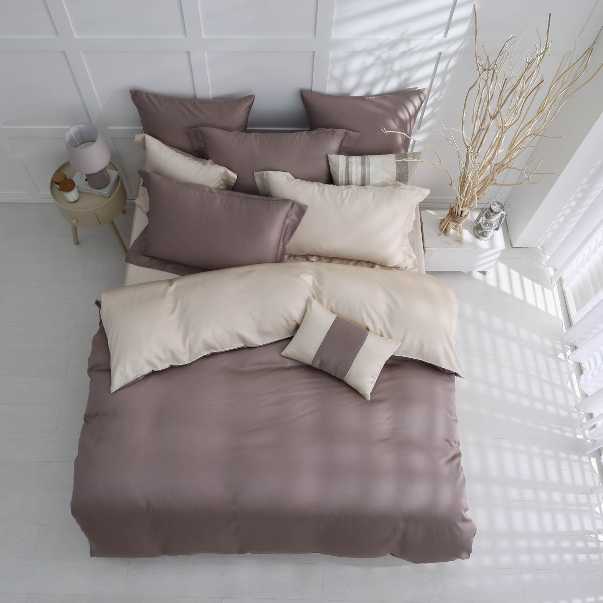 【IKEA歐規】60支天絲/IKEA歐規/床包枕套被套/長度200公分/燕麥咖啡/0651