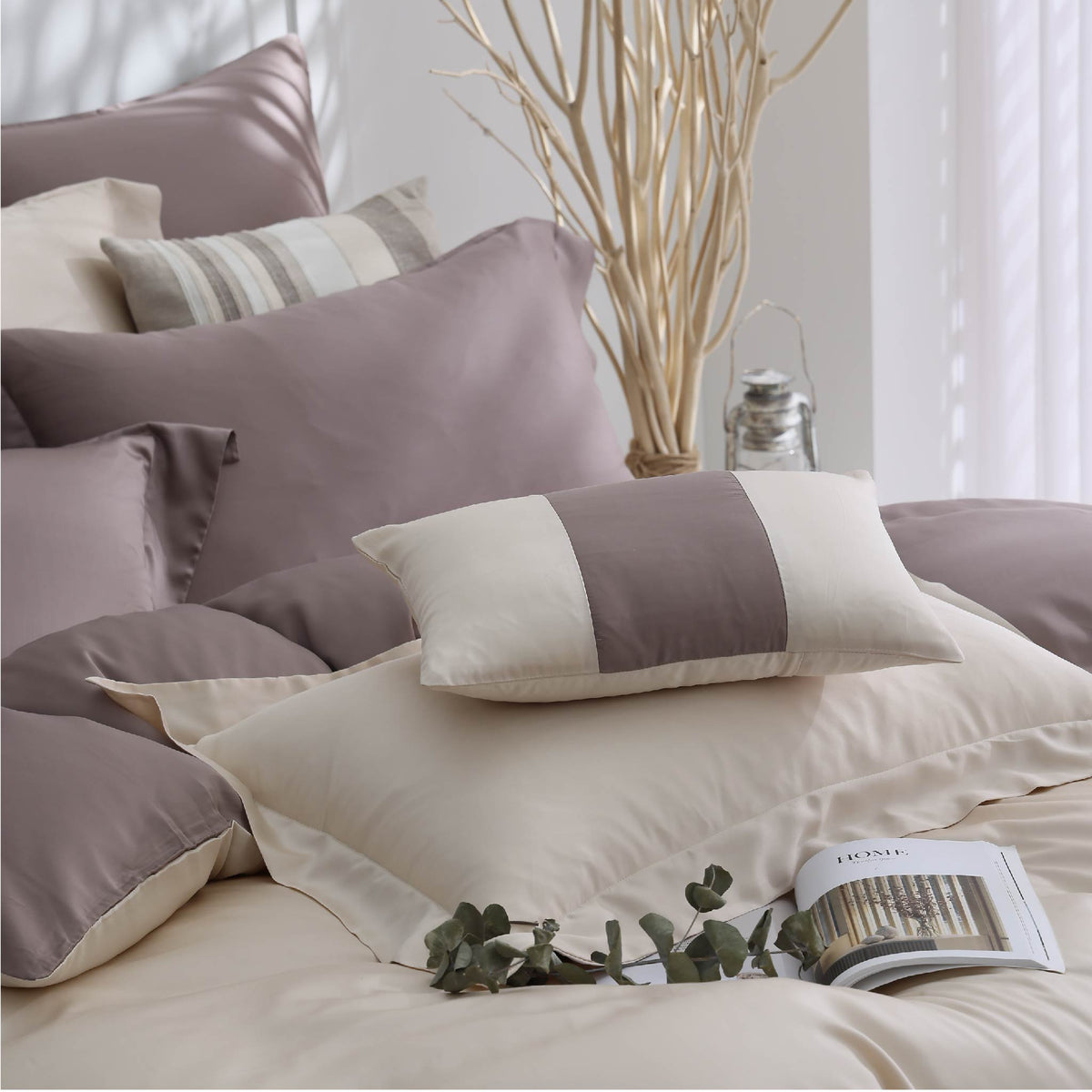 【素色自由配】60支天絲/加大6尺/床包枕套被套自由配/燕麥摩卡/0651