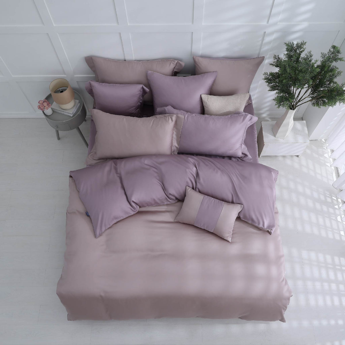 【IKEA歐規】60支天絲/IKEA歐規/床包枕套被套/長度200公分/豆沙芋頭/0654