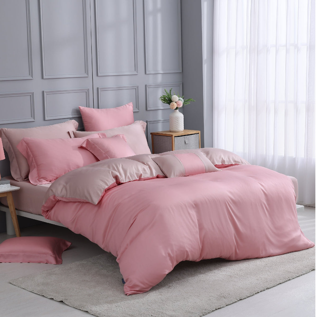 【素色自由配】60支天絲/特大7尺/床包枕套被套自由配/焦糖草莓/0655