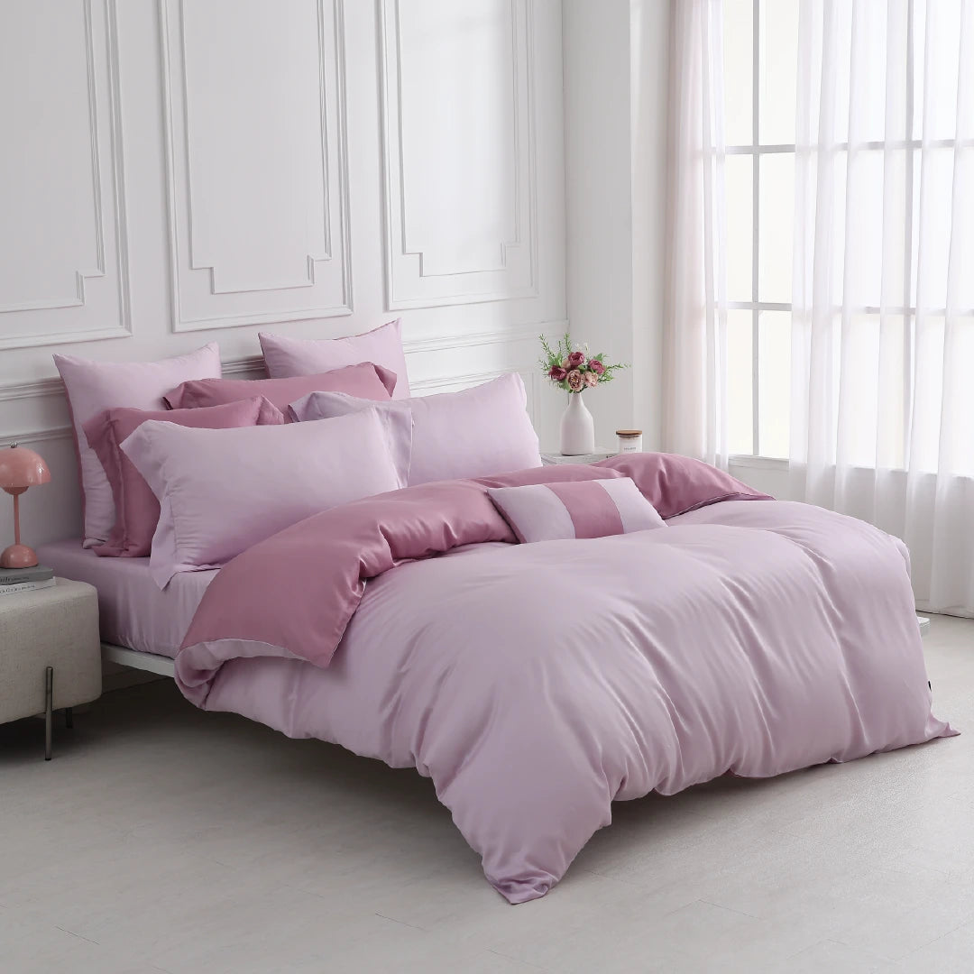 【IKEA歐規】60支天絲/IKEA歐規/床包枕套被套/長度200公分/丁香黑莓/0660