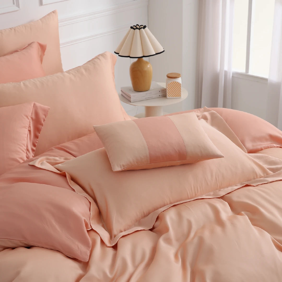 【IKEA歐規】60支天絲/IKEA歐規/床包枕套被套/長度200公分/杏桃晚霞/0662