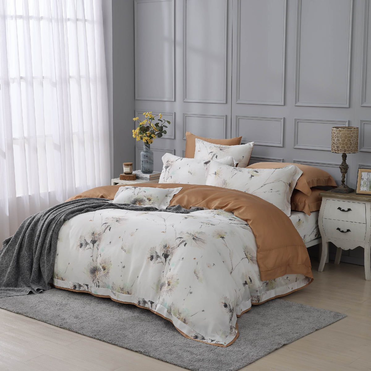 【IKEA歐規】100支天絲/IKEA歐規/床包枕套被套/長度200公分/秋栗楓露/0802