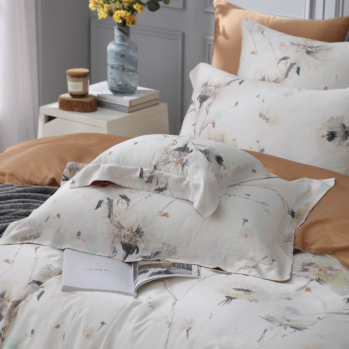 100支天絲/中式床罩七件式/雙人5尺加大6尺特大7尺/秋栗楓露/0802