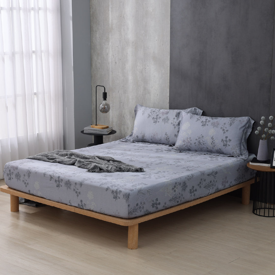 【IKEA歐規】100支天絲/IKEA歐規/床包枕套被套/長度200公分/墨羽花吟/0804