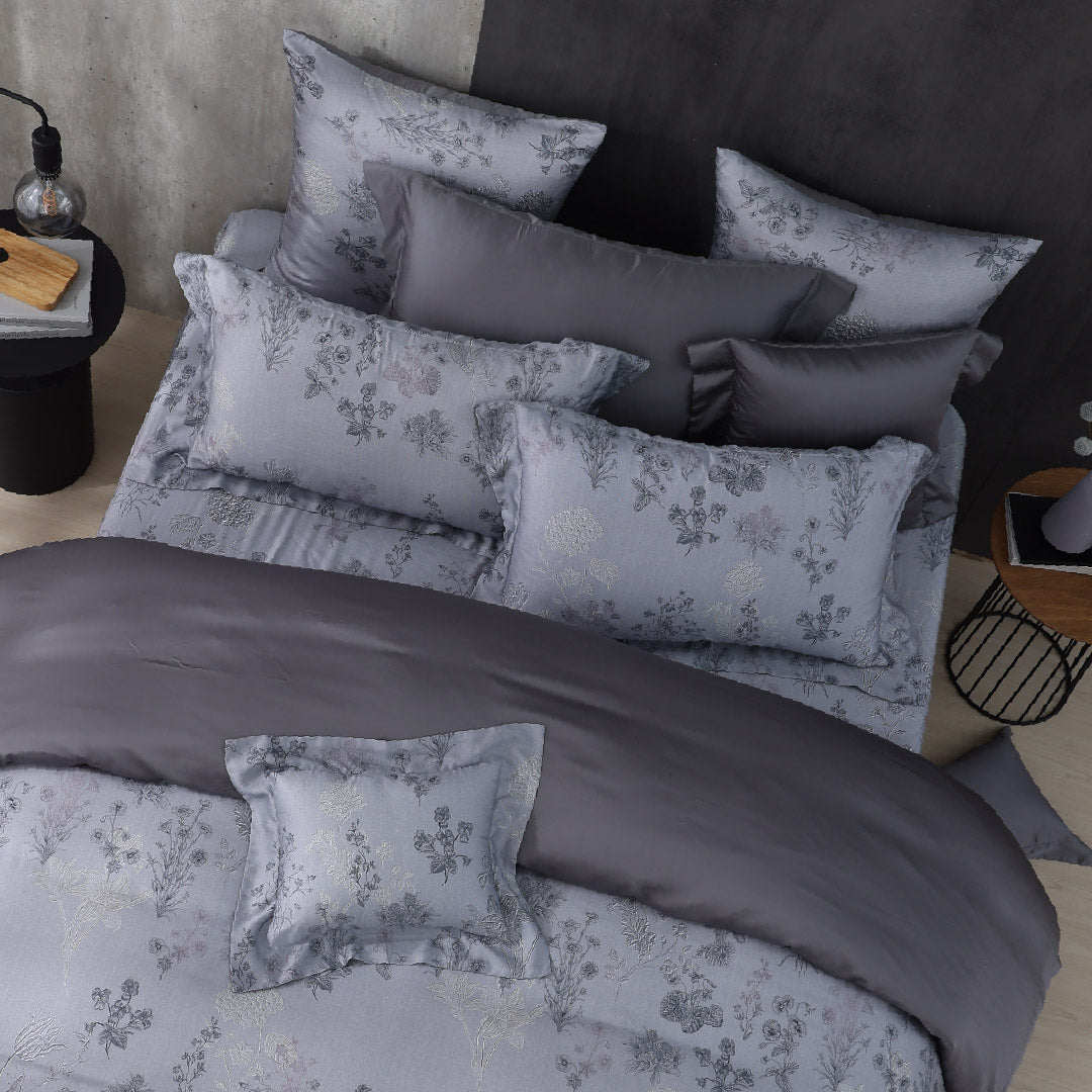 100支天絲/中式床罩七件式/雙人5尺加大6尺特大7尺/墨羽花吟/0804