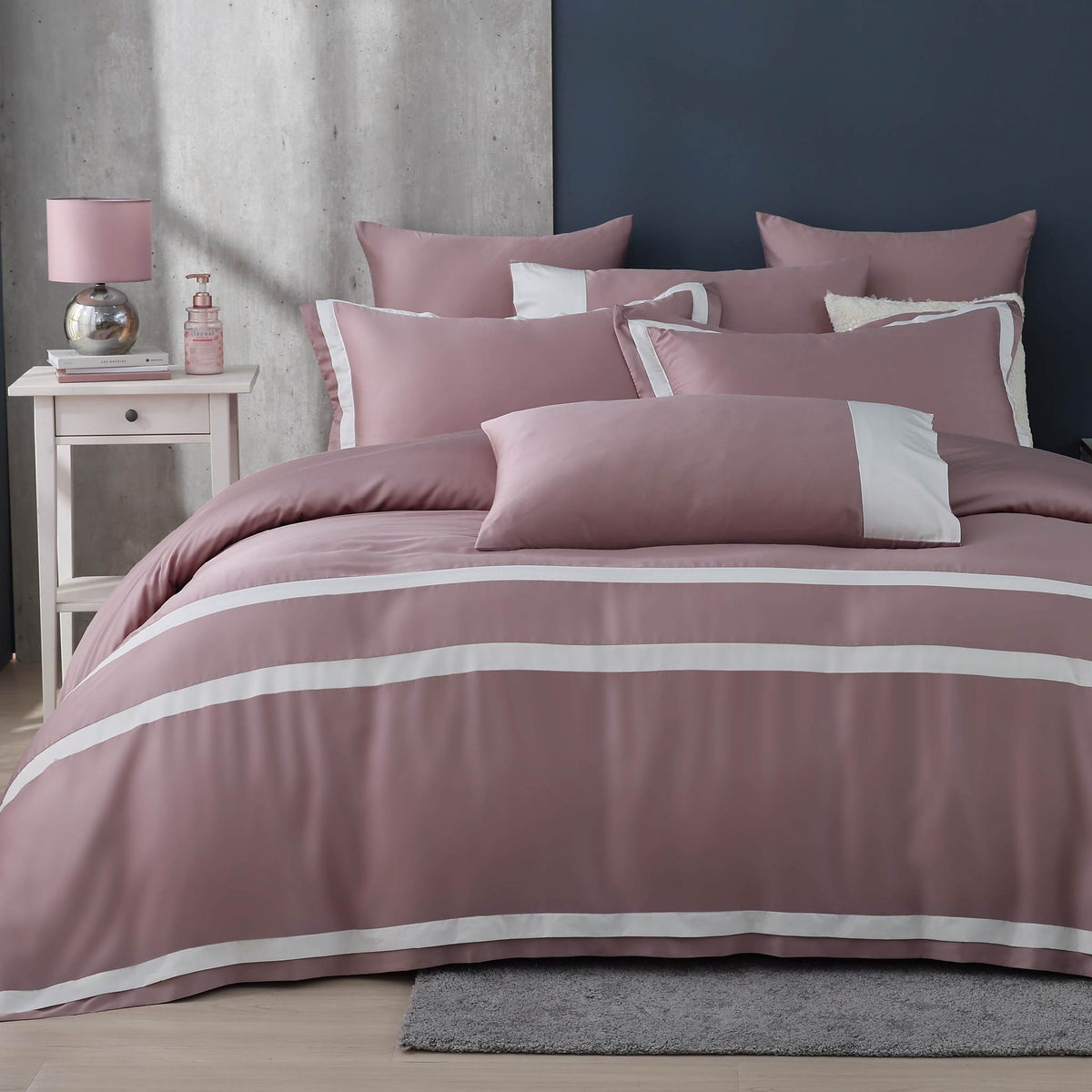 100支天絲/中式床罩七件式/雙人5尺加大6尺特大7尺/豆沙粉/0851