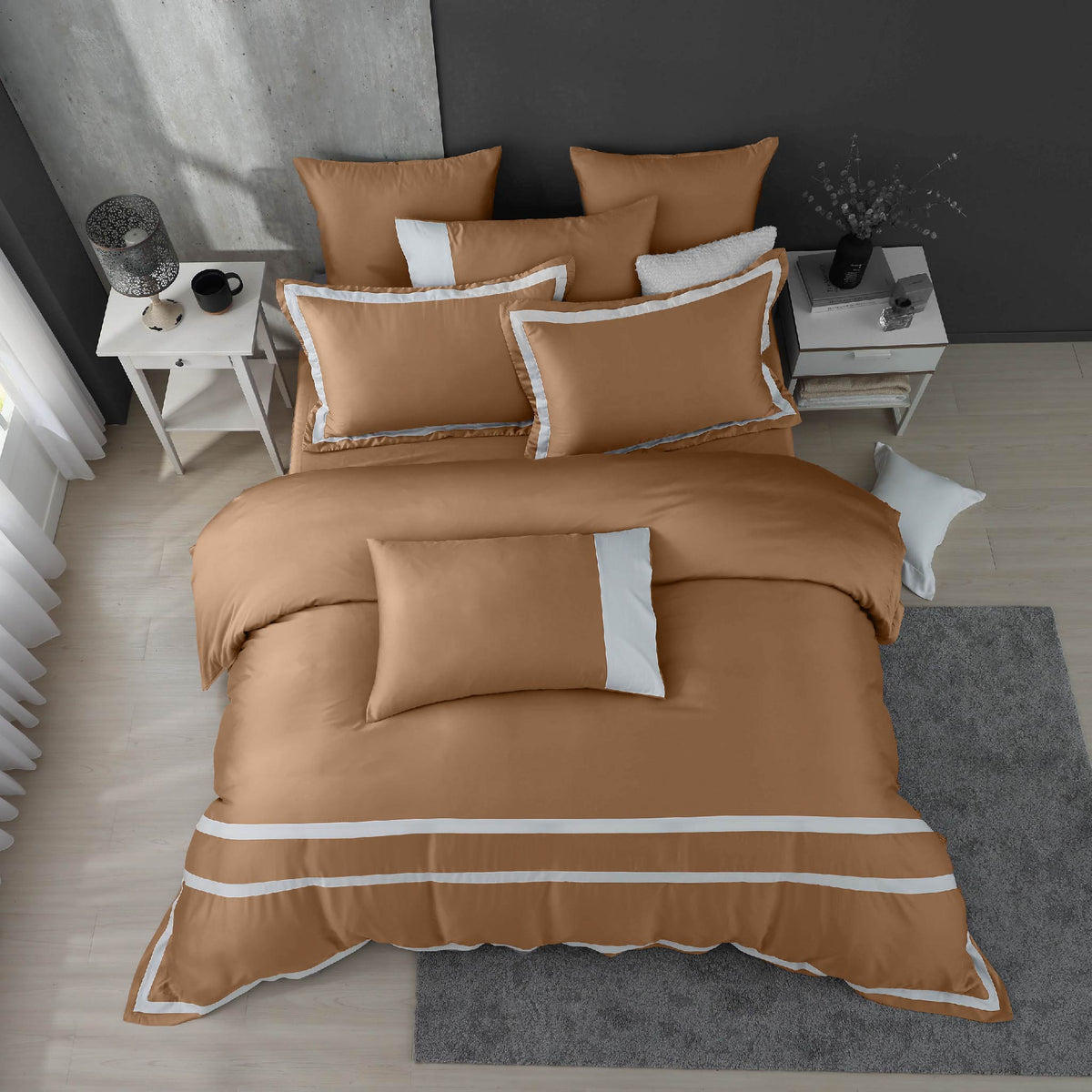 100支天絲/床包枕套被套/單人雙人加大特大/栗咖棕/0852