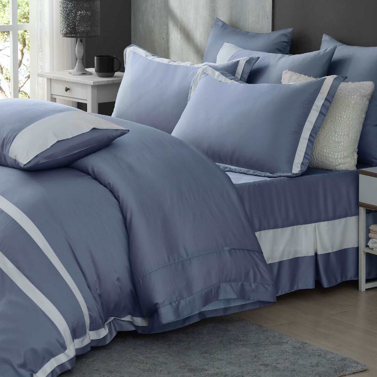 100支天絲/中式床罩七件式/雙人5尺加大6尺特大7尺/太妃藍/0853