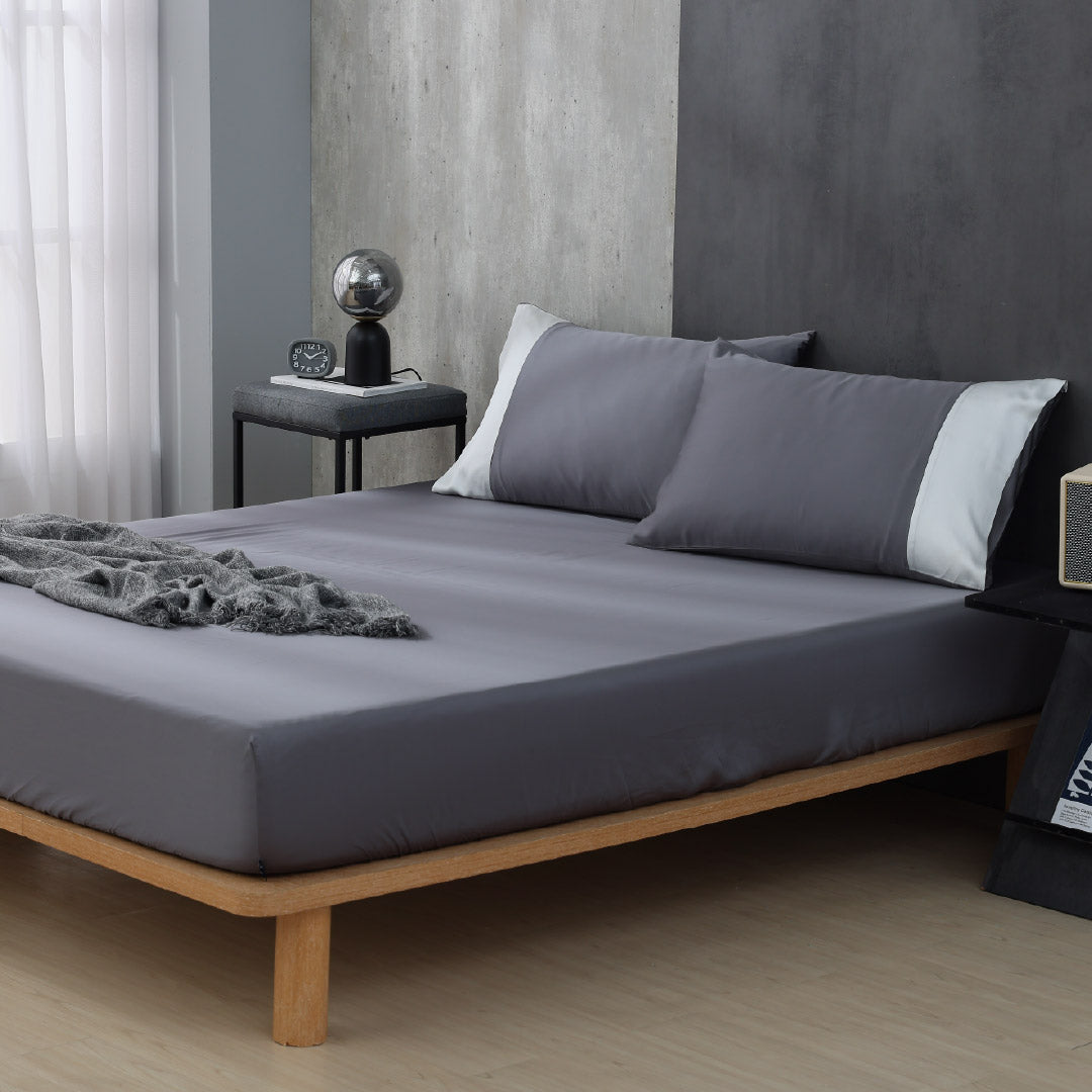 【IKEA歐規】100支天絲/IKEA歐規/床包枕套被套/長度200公分/墨羽灰/0854