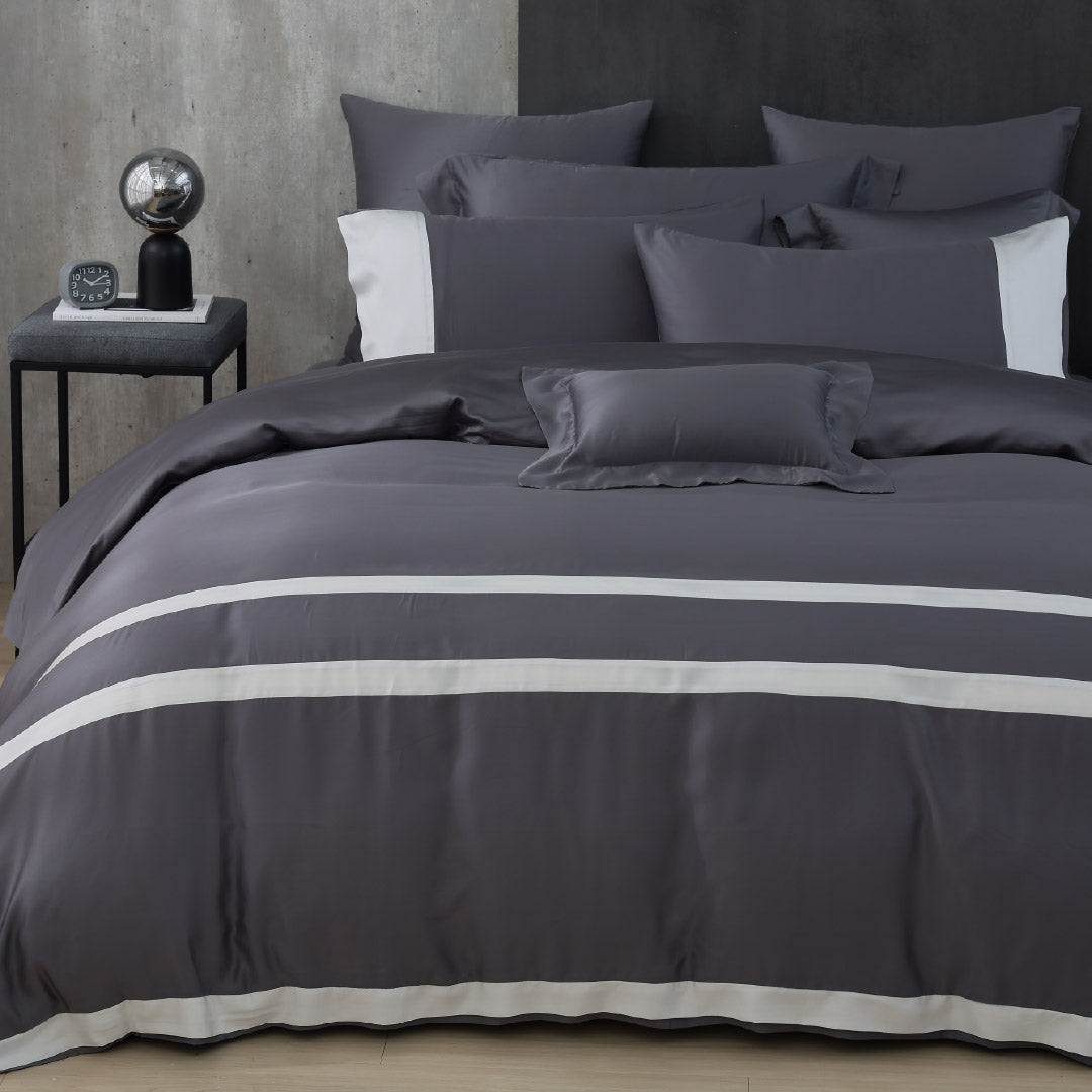 100支天絲/中式床罩七件式/雙人5尺加大6尺特大7尺/墨羽灰/0854