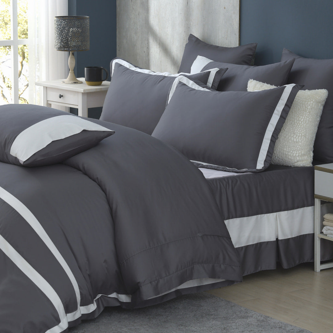 100支天絲/中式床罩七件式/雙人5尺加大6尺特大7尺/墨羽灰/0854