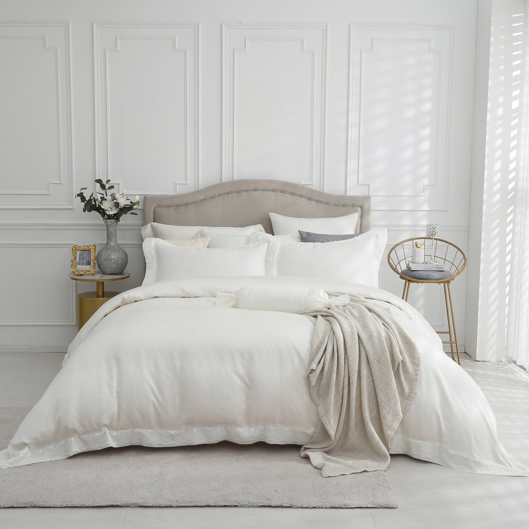 100支天絲/床包枕套被套/單人雙人加大特大/雪映白/0855