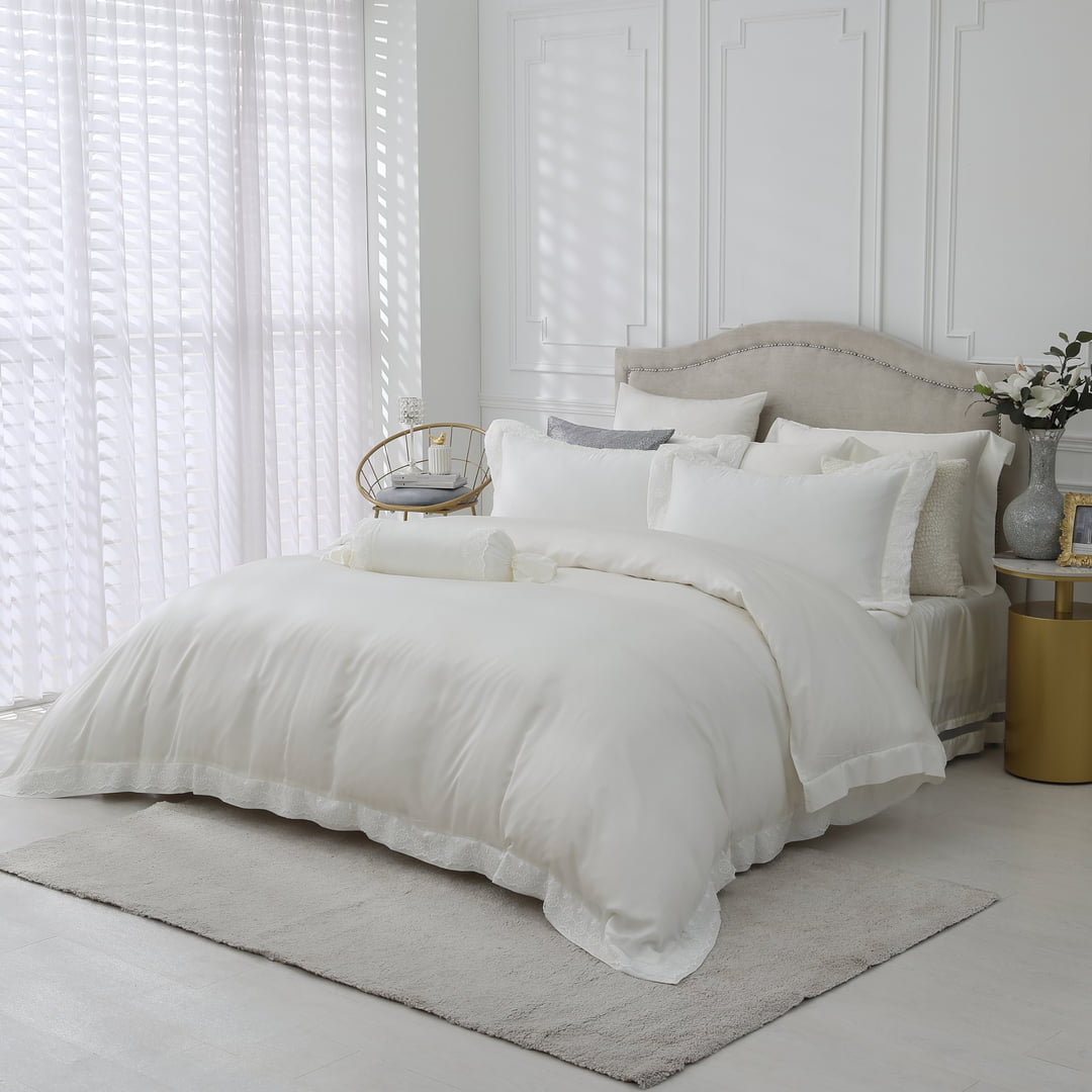 100支天絲/中式床罩七件式/雙人5尺加大6尺特大7尺/雪映白/0855