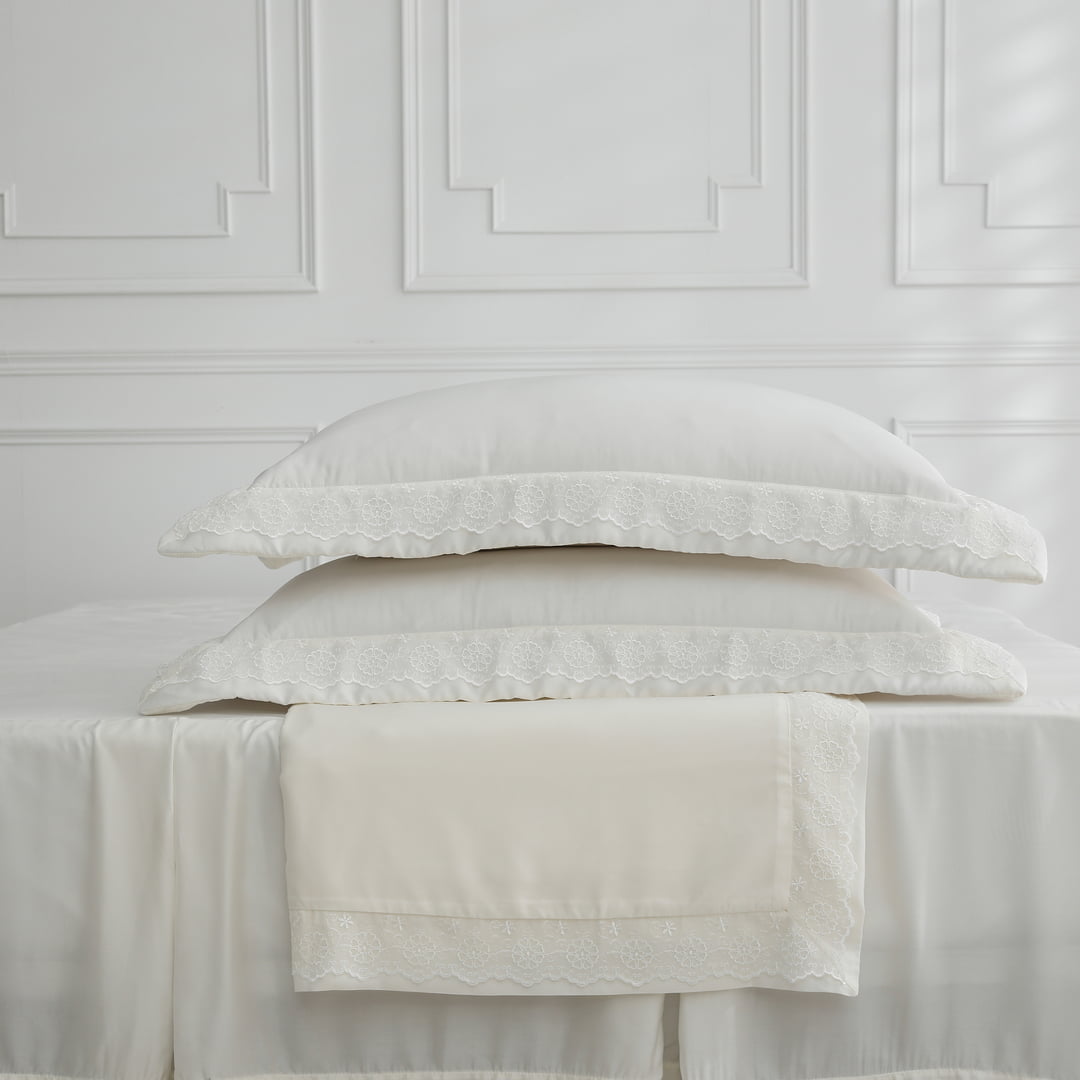 100支天絲/中式床罩七件式/雙人5尺加大6尺特大7尺/雪映白/0855