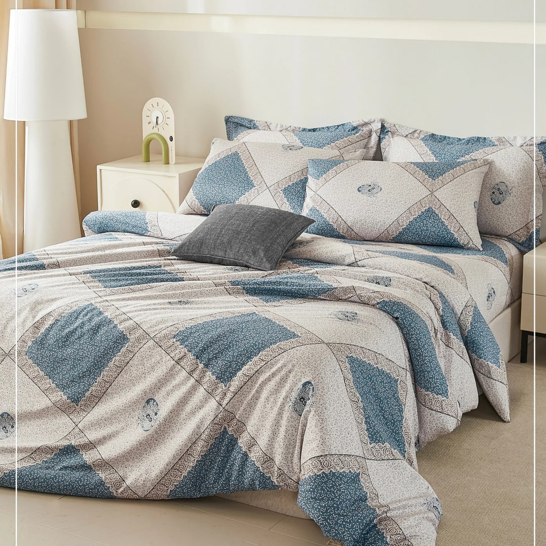 60支精梳棉/床包枕套被套/單人雙人加大特大/宮廷花園/1617