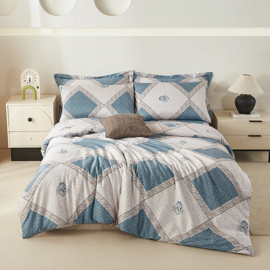 60支精梳棉/床包枕套被套/單人雙人加大特大/宮廷花園/1617