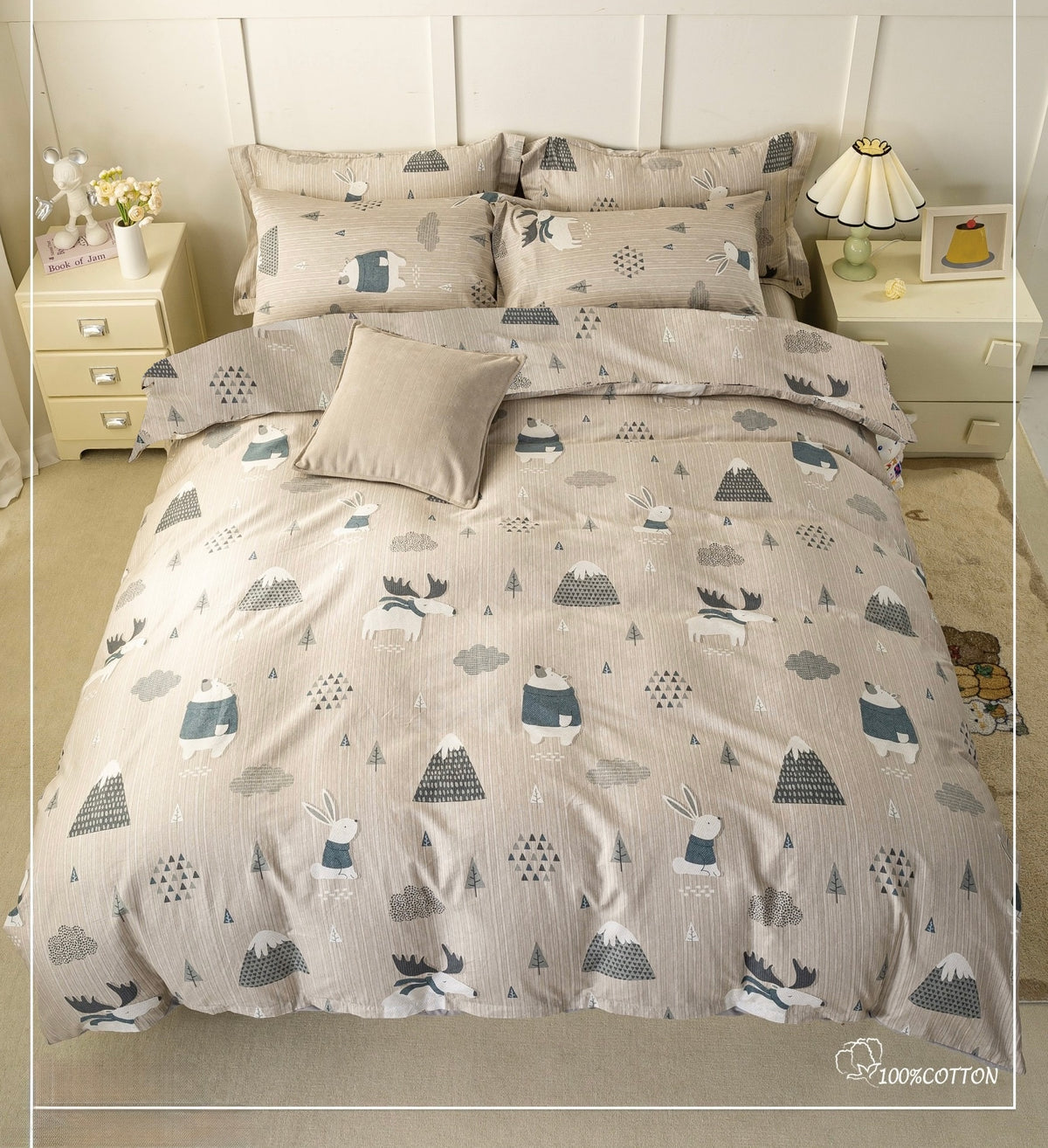 60支精梳棉/床包枕套被套/單人雙人加大特大/北歐森林/1614