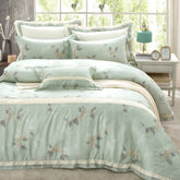 60支天絲/中式床裙鋪棉床罩七件式/雙人5尺加大6尺特大7尺/綠野晨曦/0604