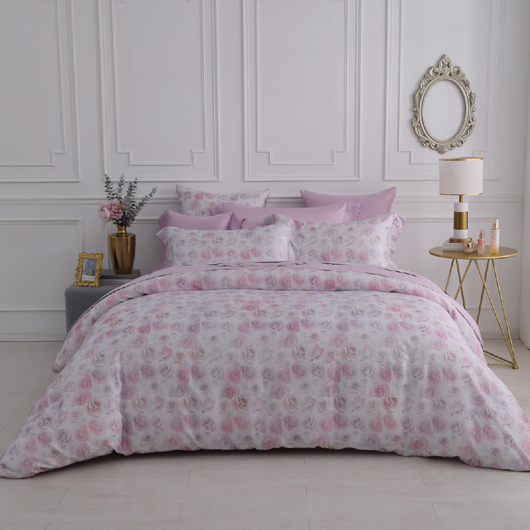 60支天絲/床包枕套被套/單人雙人加大特大/曦光玫語/0606