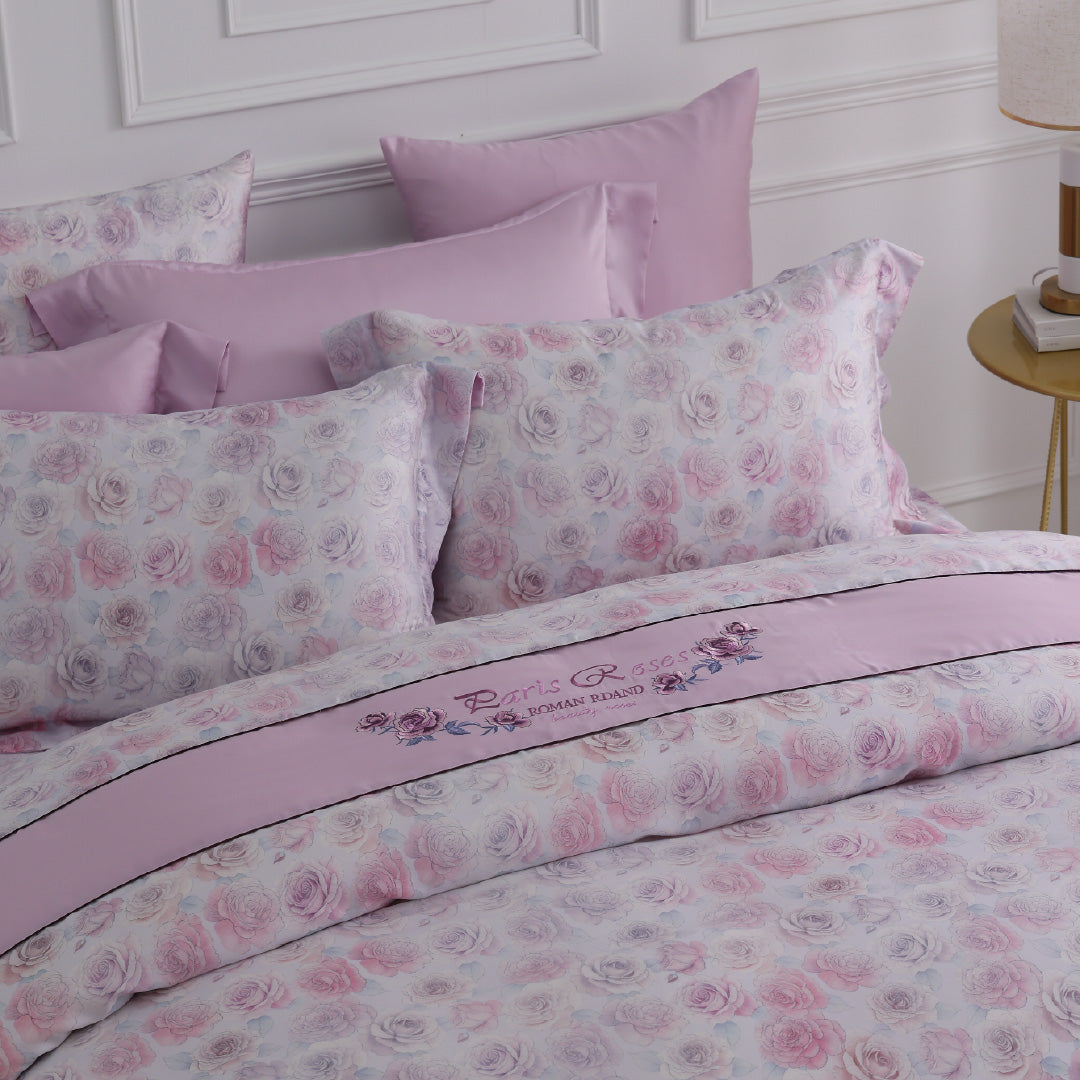 60支天絲/中式床裙鋪棉床罩七件式/雙人5尺加大6尺特大7尺/曦光玫語/0606