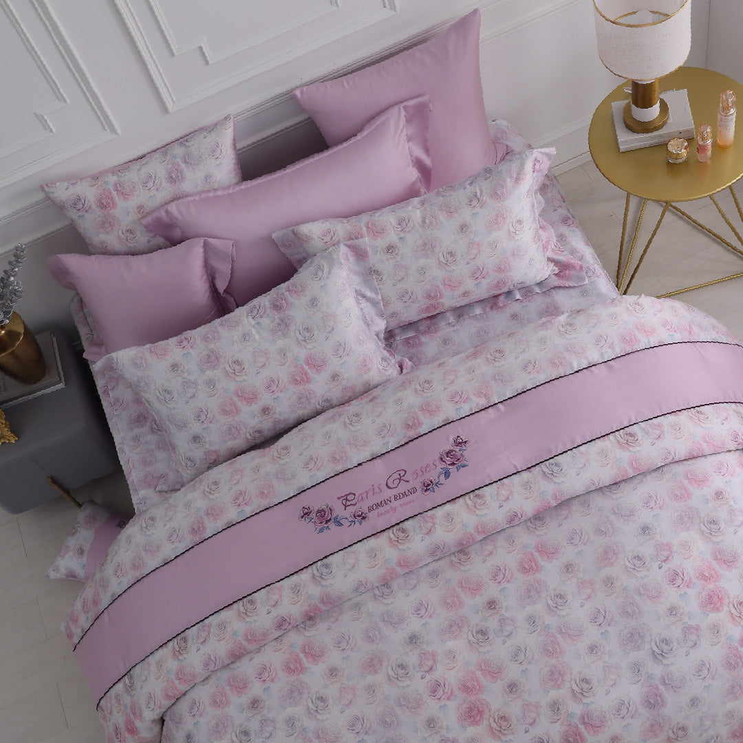 60支天絲/中式床裙鋪棉床罩七件式/雙人5尺加大6尺特大7尺/曦光玫語/0606