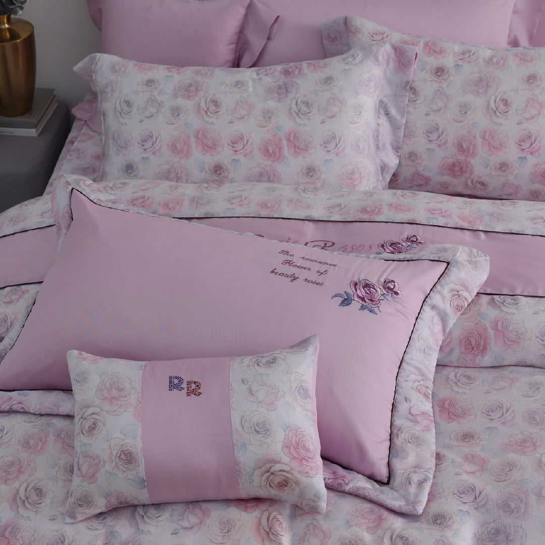 60支天絲/中式床裙鋪棉床罩七件式/雙人5尺加大6尺特大7尺/曦光玫語/0606