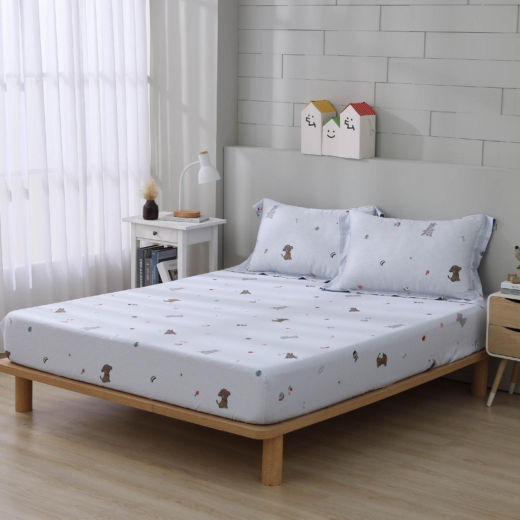 【IKEA歐規】60支天絲/IKEA歐規/床包枕套被套/長度200公分/海鹽小狗/0608