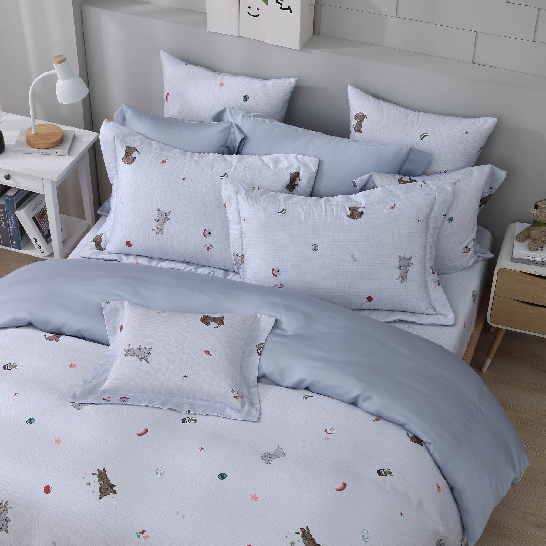 【IKEA歐規】60支天絲/IKEA歐規/床包枕套被套/長度200公分/海鹽小狗/0608