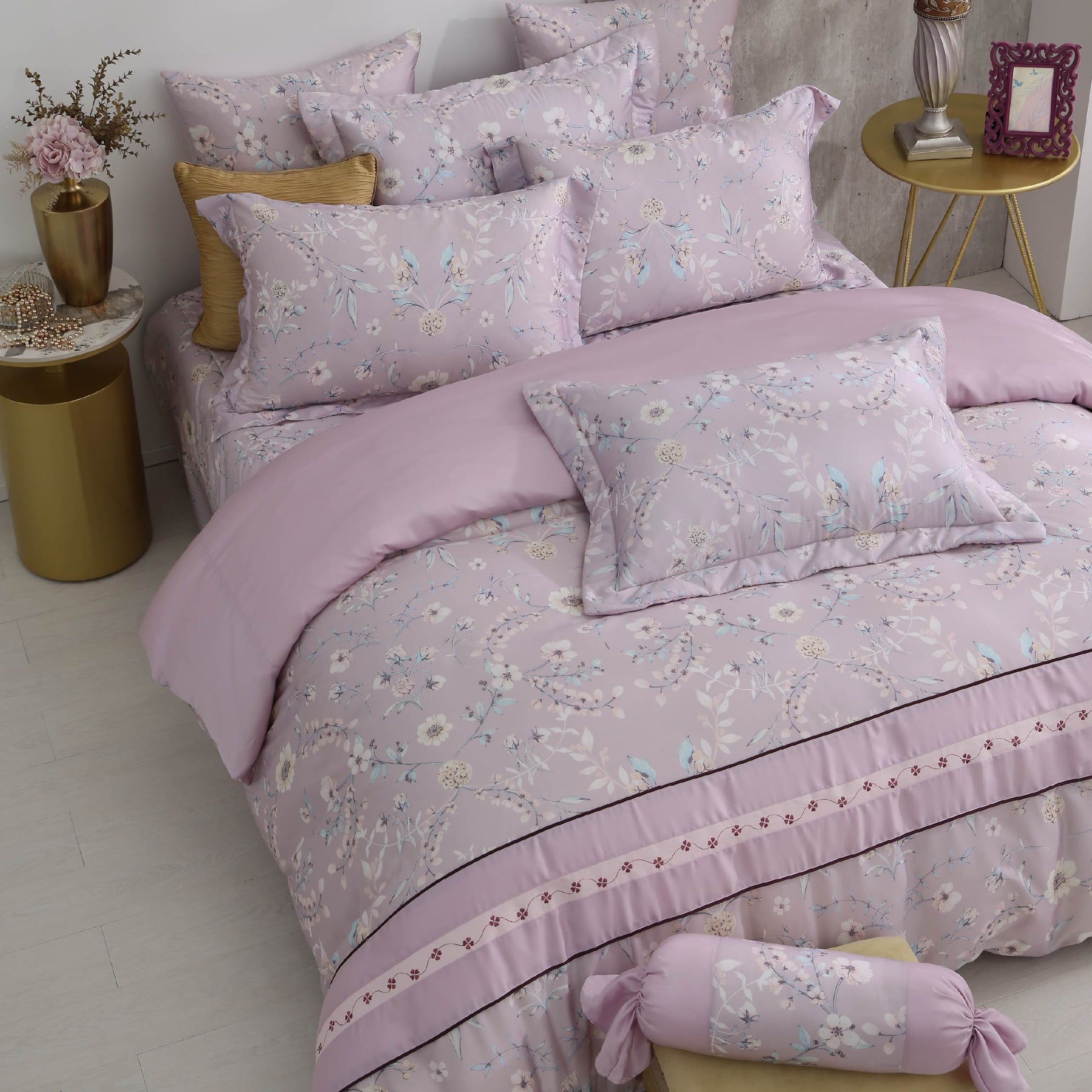 【IKEA歐規】60支天絲/IKEA歐規/床包枕套被套/長度200公分/丁香花語/0609