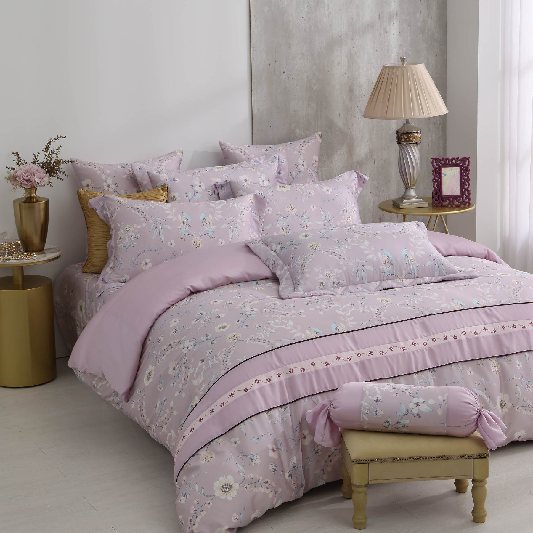 【IKEA歐規】60支天絲/IKEA歐規/床包枕套被套/長度200公分/丁香花語/0609