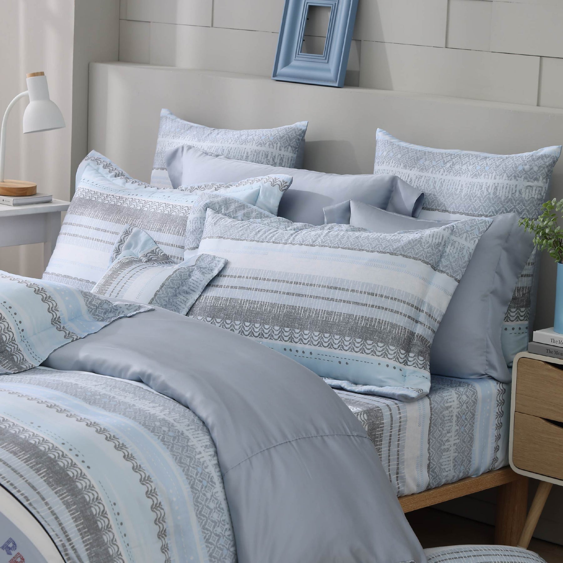 【IKEA歐規】60支天絲/IKEA歐規/床包枕套被套/長度200公分/冰藍之序/0610