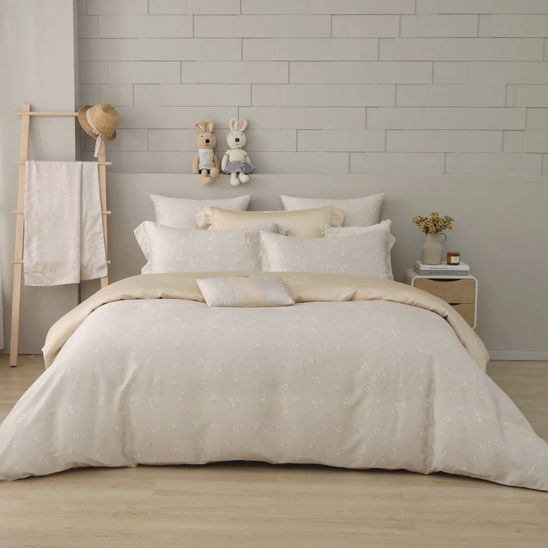 60支天絲/中式床裙鋪棉床罩七件式/雙人5尺加大6尺特大7尺/花野兔夢/0611