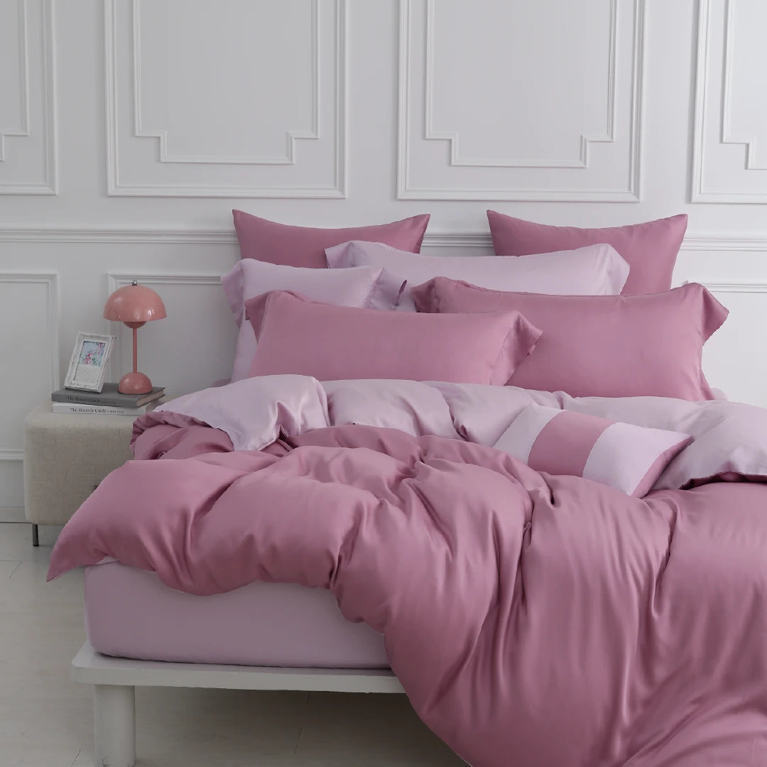 60支天絲/床包枕套被套/單人雙人加大特大/丁香黑莓/0660