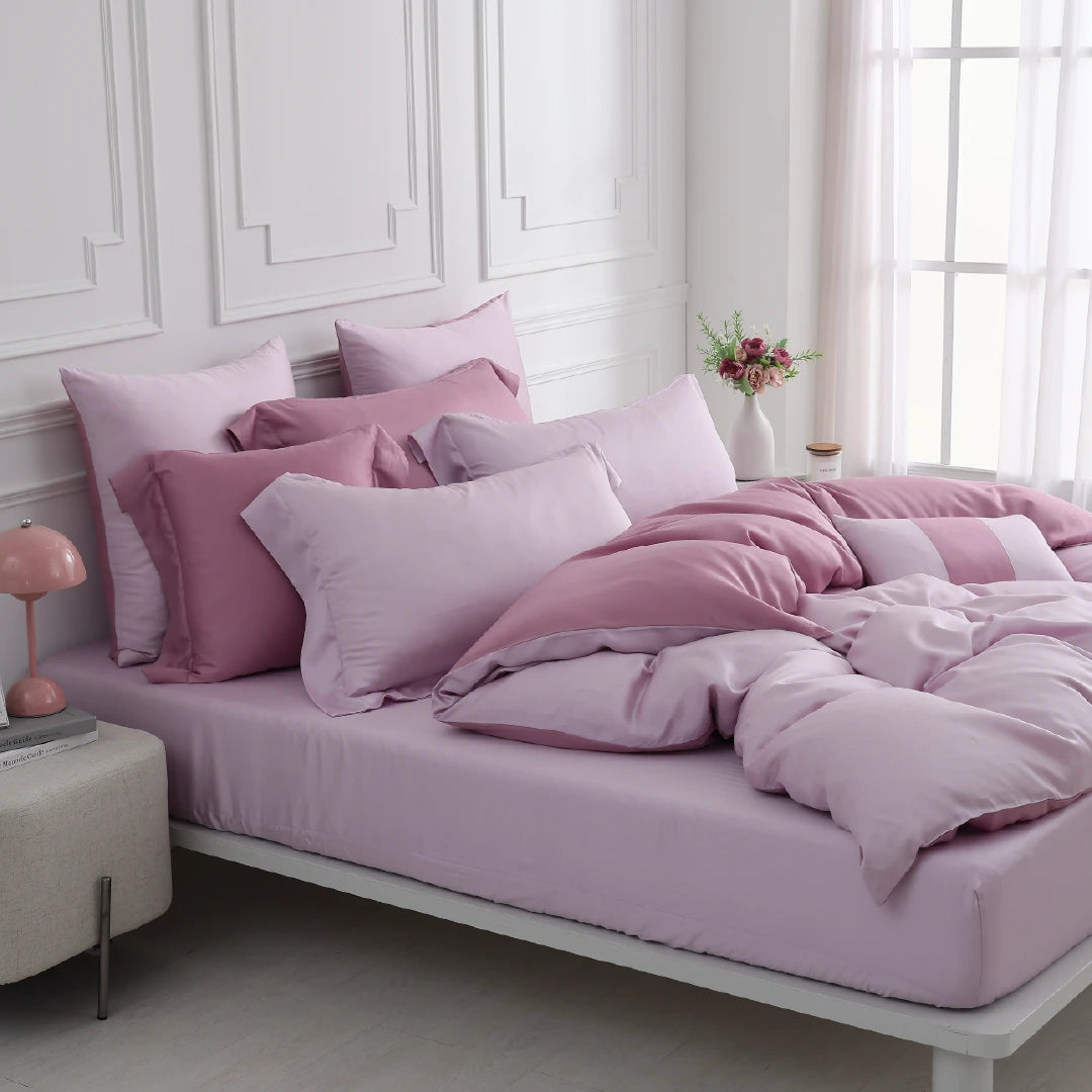 60支天絲/床包枕套被套/單人雙人加大特大/丁香黑莓/0660