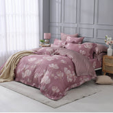 80支萊塞爾天絲，豆沙煙花粉色的寢具，床裙床罩七件式