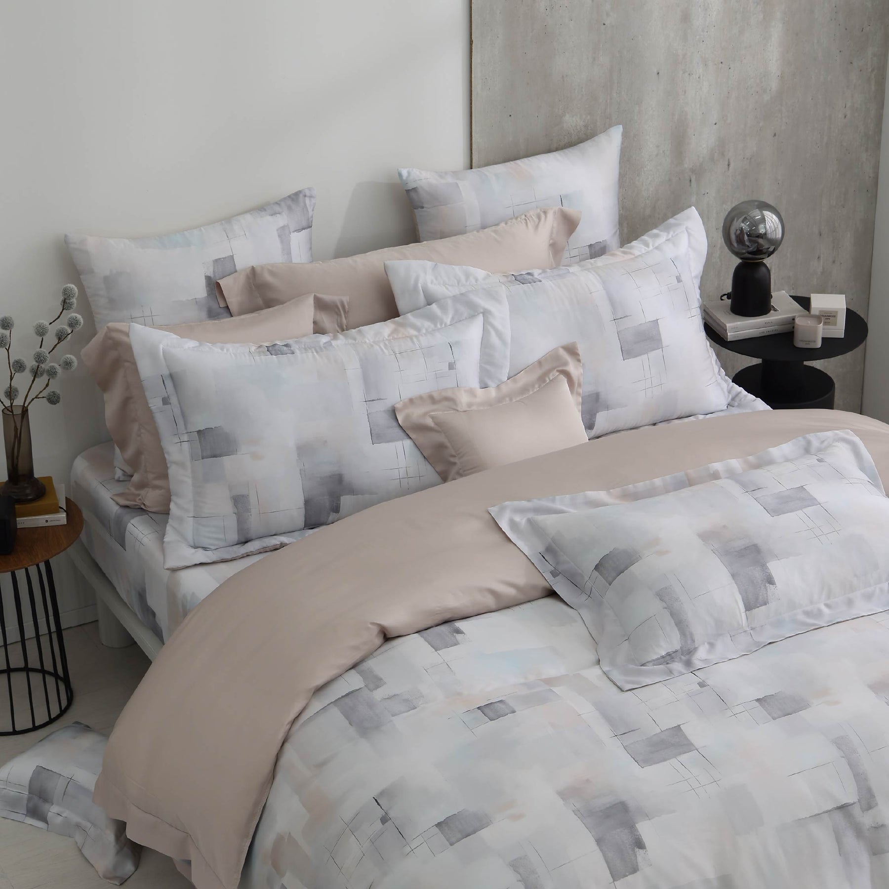 【IKEA歐規】100支天絲/IKEA歐規/床包枕套被套/長度200公分/暮光霧影/0806