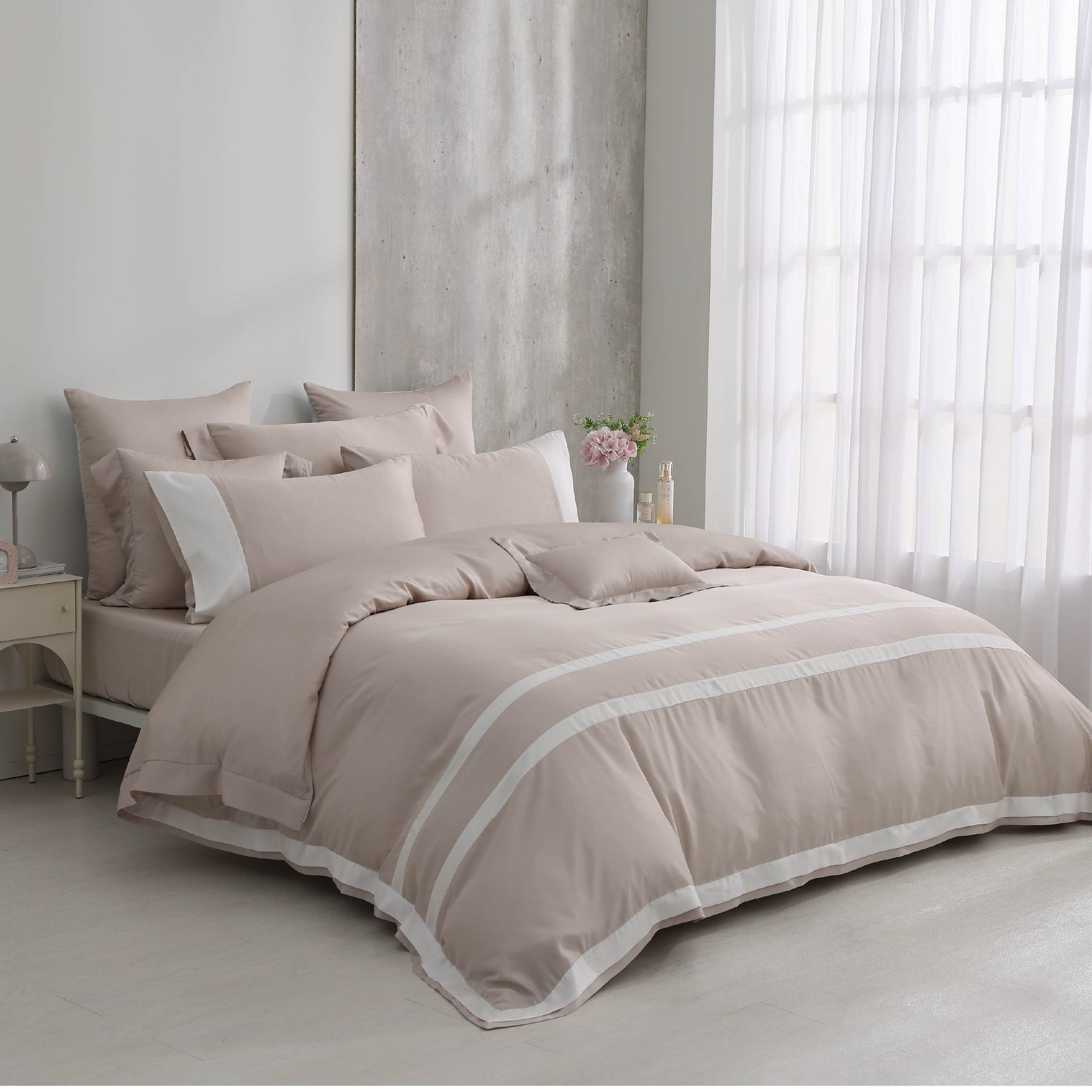 【IKEA歐規】100支天絲/IKEA歐規/床包枕套被套/長度200公分/暮光灰/0856