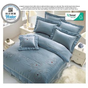 60支天絲/中式床裙鋪棉床罩七件式/雙人5尺加大6尺特大7尺/高定刺繡蕾絲系列