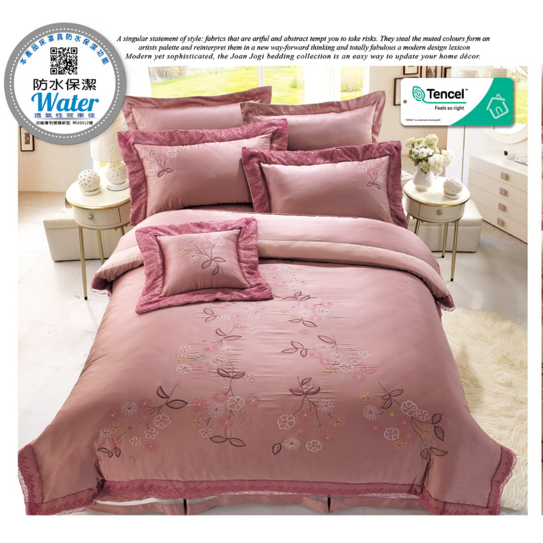 60支天絲/中式床裙鋪棉床罩七件式/雙人5尺加大6尺特大7尺/高定刺繡蕾絲系列