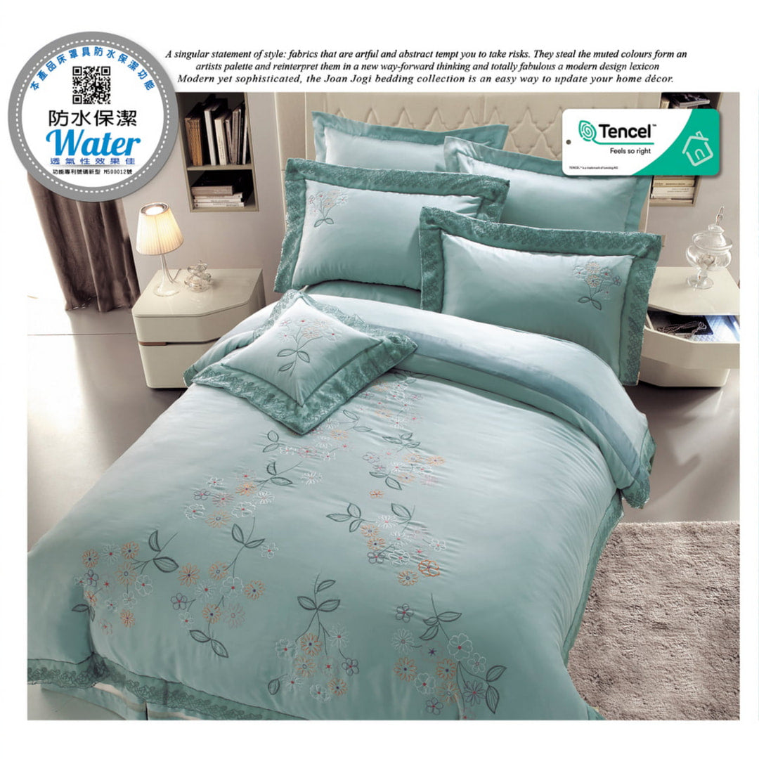 60支天絲/中式床裙鋪棉床罩七件式/雙人5尺加大6尺特大7尺/高定刺繡蕾絲系列