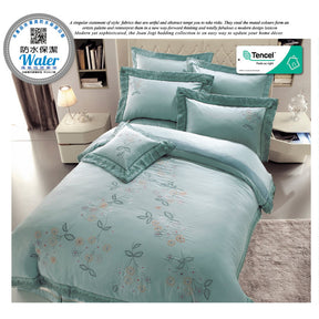 60支天絲/中式床裙鋪棉床罩七件式/雙人5尺加大6尺特大7尺/高定刺繡蕾絲系列